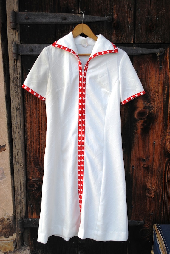 Red and White Trim All American Vintage Shirt Dres