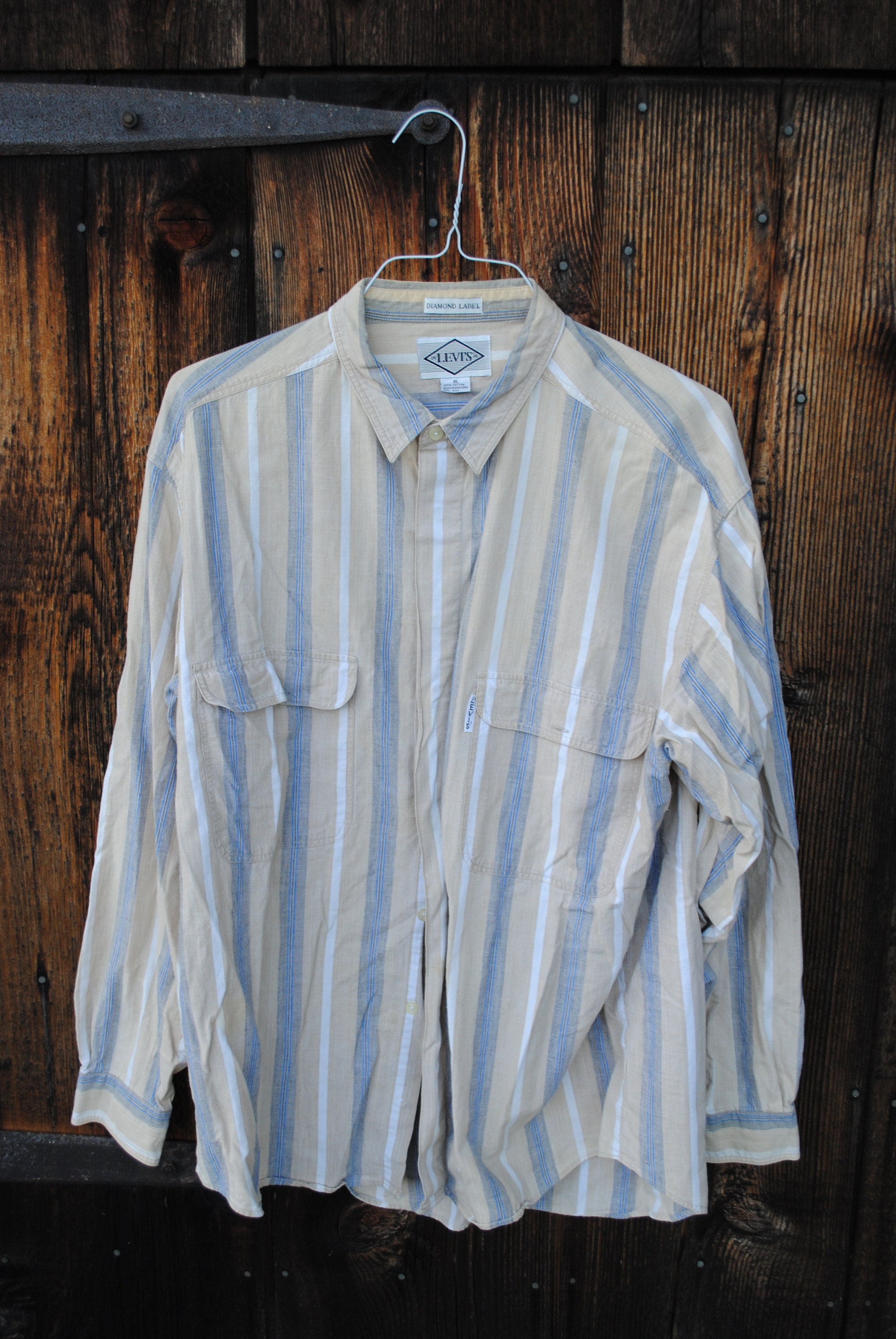 Vintage Levi's Diamond Label Striped Cotton Shirt Blue and - Etsy