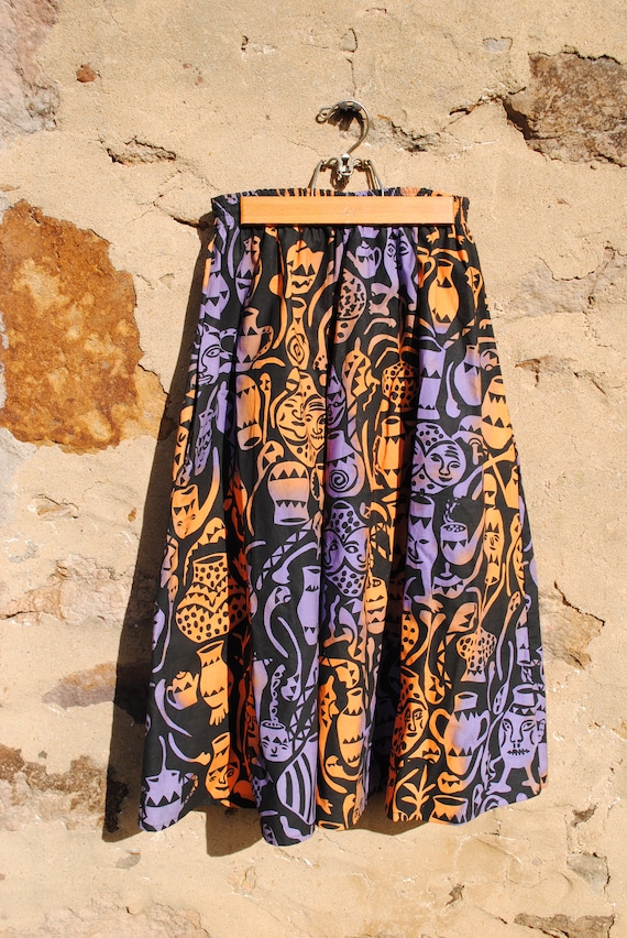 Vintage Danhiko Dutch Wax African Batik Skirt in G