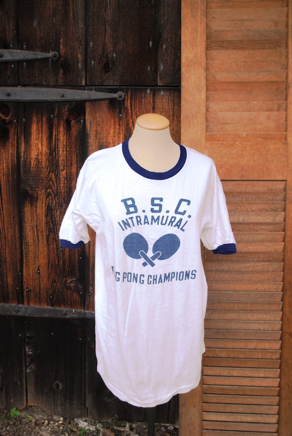 Vintage Ping Pong Intramural Champion Ringer Tee T