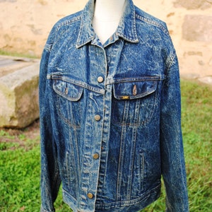 Vintage Large Lee Denim Coat Acid Wash Jean Jacket