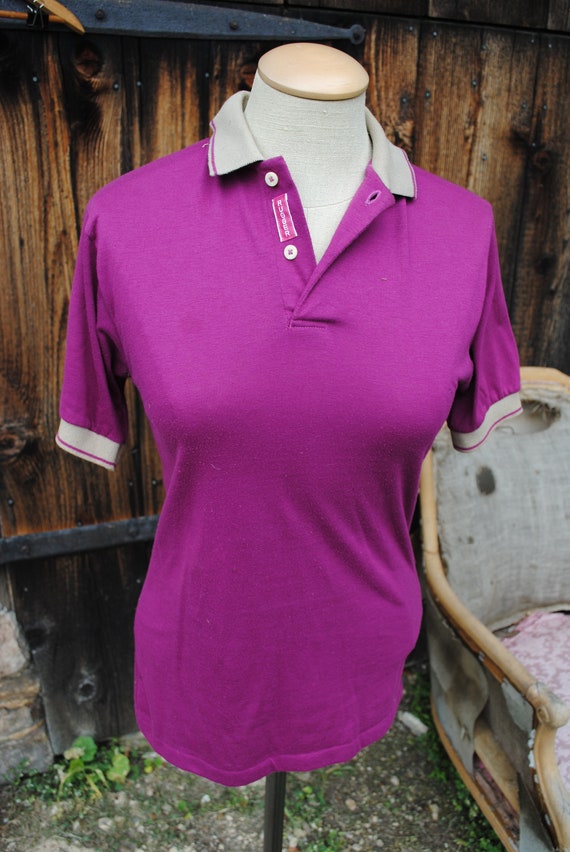 Vintage Petite Gant Purple Polo Ringer Shirt