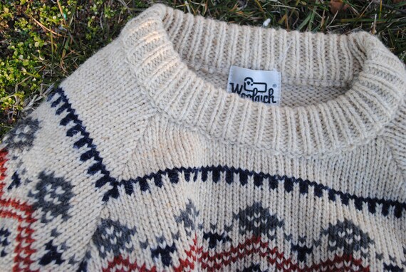 Thick Knit Fair Isle Vintage Woolrich Sweater Gra… - image 4
