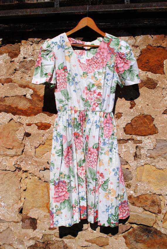 Vintage 80s Floral Prom Dress Garden Party