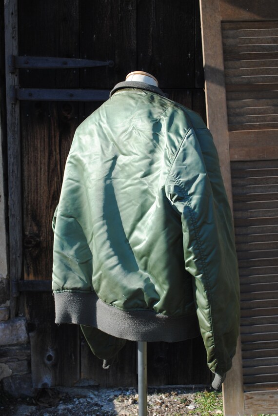 Go Big Vintage Army Green Military Flight Jacket - image 3