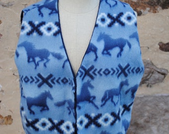 Vintage Wild Horses Cowboy Polaire Vest