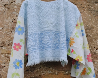 Handmade Vintage Flower Power Towel and Linens  T-Shirt Cover-up Poncho