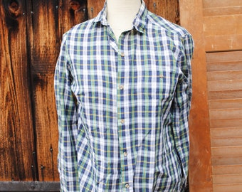 Vintage Country Cotton Plaid Shirt Small Men or Ladies