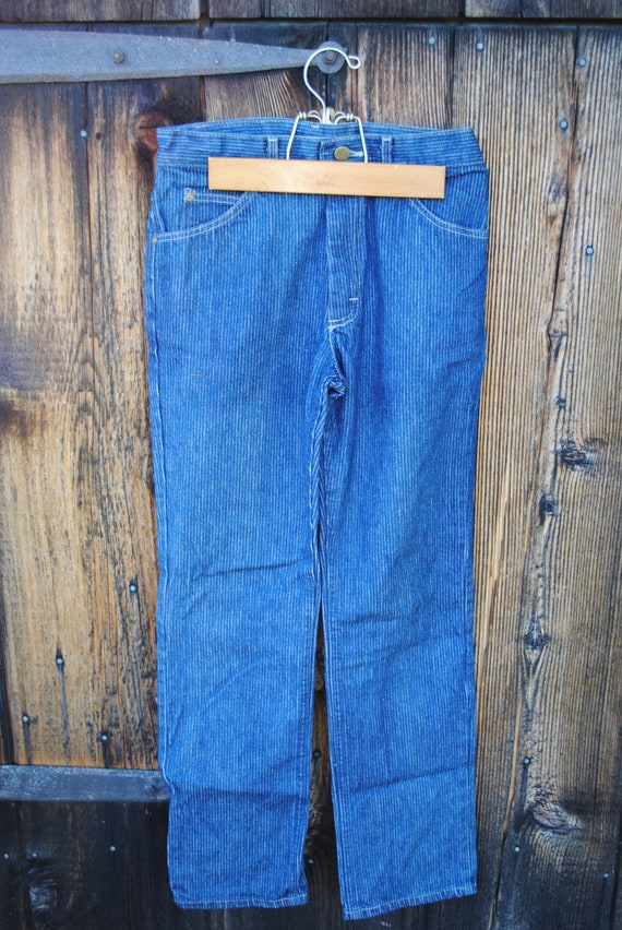 Vintage Lee High Waisted Railroad Pinstripe Jeans… - image 1