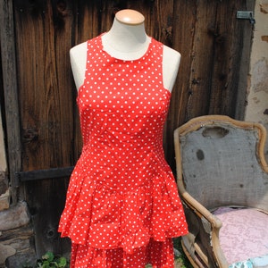 Polka-Dot Pin-up NWT Vintage Red Tiered Swing Dancing Dress