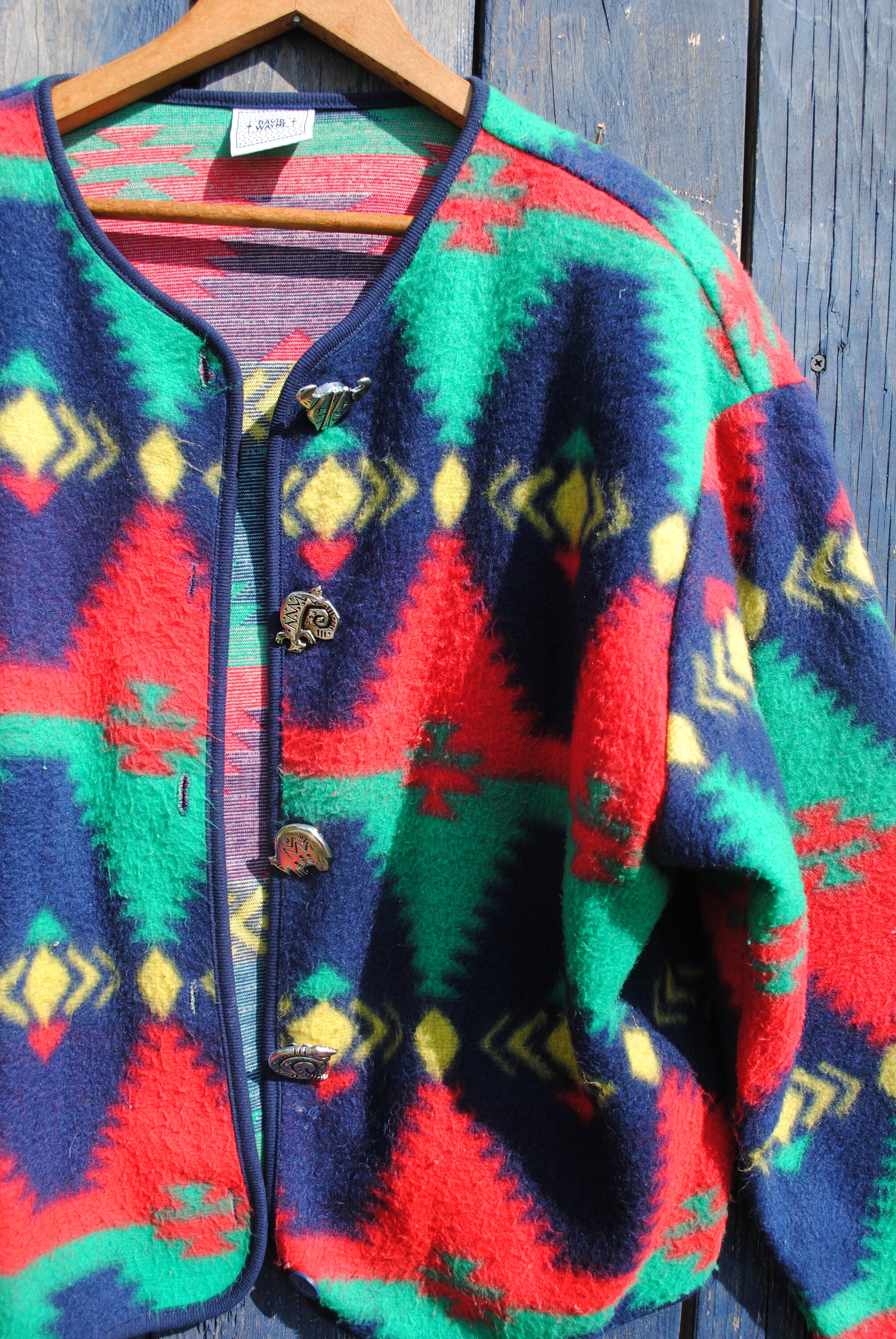 Vintage Fleece Southwest Silver Spirit Blanket Cropped Blazer Jacket - Etsy