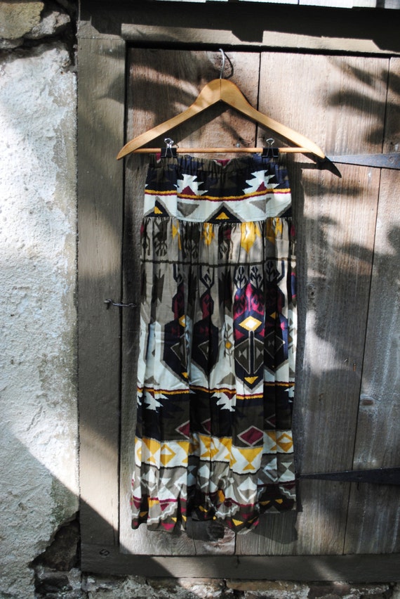 Ethnic Aztec Tribal Print Vintage Maxi Skirt