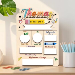 Personalized First Day Of School Sign, Reusable Back To School Sign For Photos, School Board, 1st Day Of School Sign, Dry Erase School Sign