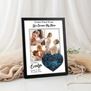 Custom Under These Stars The Day You Became My Mom Photo Sign, Mother's Day Star Map Print, Gift for Mum, From Son or Gift From Daughter