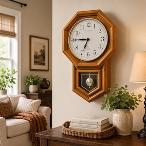 pendule murale vintage en bois sterling et noble | Décoration d'intérieur rustique de ferme