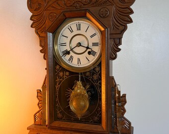 Antique Victorian Eastlake Mantel Clock, Ornate Gingerbread