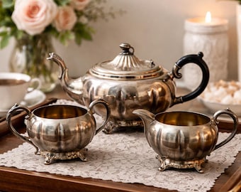 Wallace Baroque Silver Plated Tea Set: 6-piece Coffee & Tea