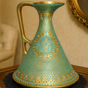 Antique Nippon Moriage Ewer Vase: Hand-Painted Japanese Porcelain, Early 1900s