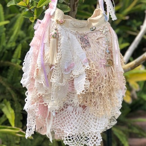 Shabby Vintage Doily Bag, handmade OOAK by TatteredDelicates at Etsy
