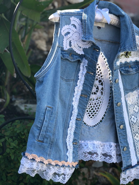 A Rare Bird Embellished Vintage Denim Top or Scarf Slide