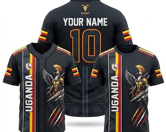 Uganda Baseball Jersey T Shirt Polo Set Custom Name Number Ugandan Flag Crested Crane Black Red Yellow Country Fan Gift For Men Women Outfit
