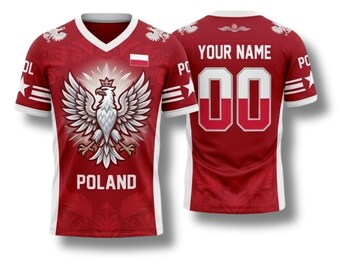 Poland V Neck Jersey S to 7XL Personalized Name Number Soccer Fan Shirt