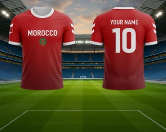 Camiseta de fútbol de Marruecos personalizada – Regalo personalizado para el aficionado