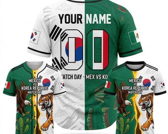 Mexico vs Korea Republic Fan Jersey Bundle, Custom Name Number Baseball Shirt And T Shirt, 2026 Group Match Day Supporter Gift Set