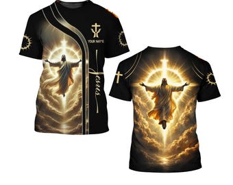 Personalized Jesus All Over Print T-Shirt, Christian Apparel