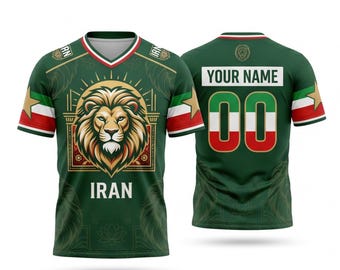 Iran V Neck Jersey S to 7XL Personalized Name Number Soccer Fan Shirt