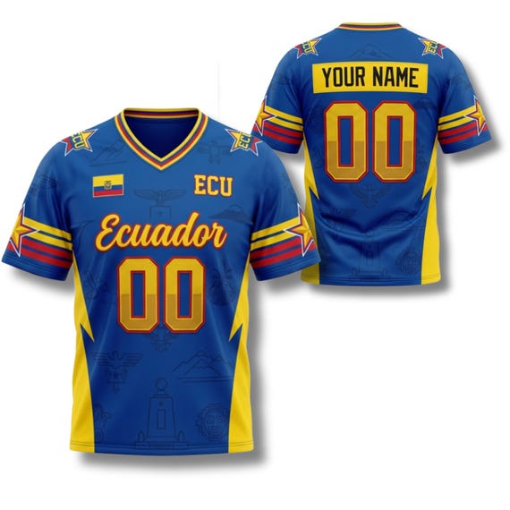 Ecuador Custom Soccer Jersey, Personalized Name Number Fan Tee, Bird-eye Pique Fabric