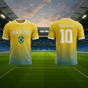 Brazil Inspired Soccer Jersey, Custom Name & Number, Fan Gift
