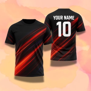 Camiseta deportiva personalizada Red Streak – Camiseta negra del equipo deportivo