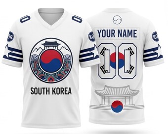 South Korea V Neck Jersey S to 7XL Personalized Name Number Soccer
