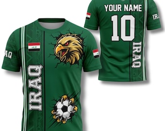 Personalized Iraq Soccer Jersey, Custom Name Number Football Tee
