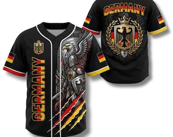 Germany Baseball Jersey, Eagle Crest Button Up Shirt, German Pride Fan Gift