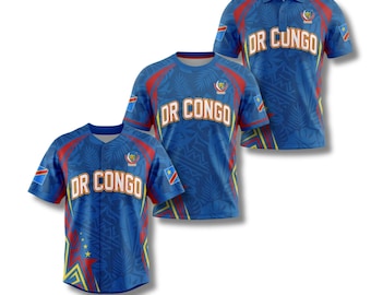 DR Congo Shirt Bundle Baseball Jersey T Shirt Polo Blue Flag Fan Gift