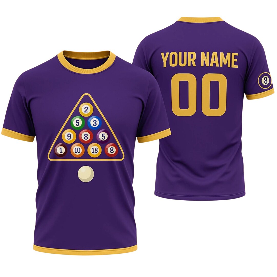 Personalized Purple Billiards Jersey – Custom Name & Number, Pool Team ...