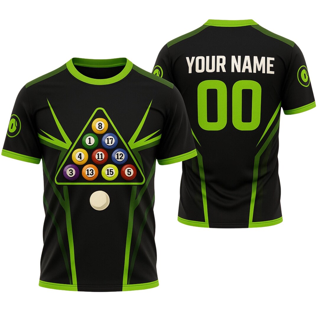 Personalized Billiards Jersey – Neon Green Pool Shirt, Team Uniform - Etsy