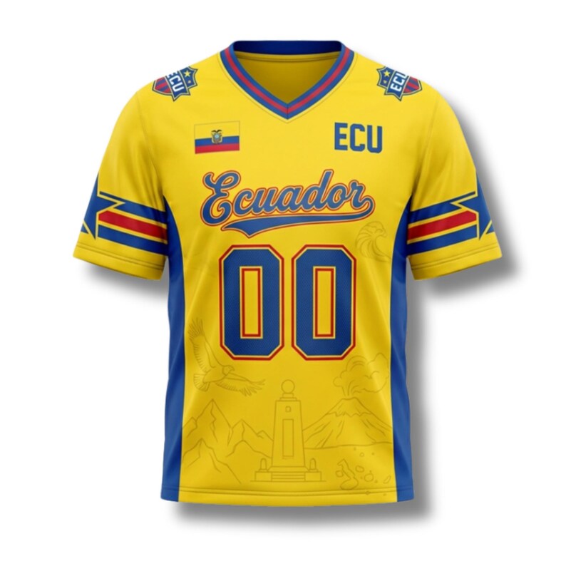 Ecuador Custom Soccer Jersey, Personalized Name Number Fan Tee, Bird-eye Pique Fabric image 3