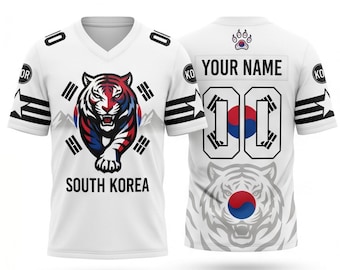 South Korea V Neck Jersey S to 7XL Personalized Name Number Soccer