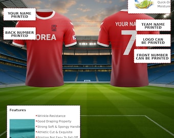 Camiseta de fútbol de Corea personalizada – Camiseta de fútbol roja personalizada