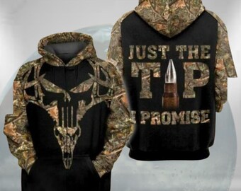 Nur der Tipp, den ich verspreche, Jagd Hoodie, Camo Deer Schädel Pullover, lustiger Jäger Hoodie, Buck Geweih Outdoor Sweatshirt Geschenk