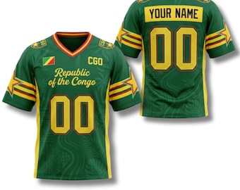 Republiek Congo-jersey met V-hals en korte mouwen, shirt met aangepast naamnummer, maat S-7XL