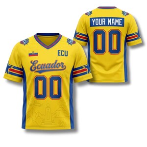 Ecuador Custom Soccer Jersey, Personalized Name Number Fan Tee, Bird-eye Pique Fabric Style 2