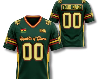 Ghana jersey met v-hals, voetbalshirt aangepaste naam, gepersonaliseerde fantop, uniseks voetbalkleding