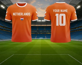 Netherlands Inspired Soccer Jersey, Custom Name & Number, Fan Tee