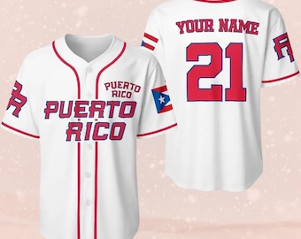Puerto Rico Baseball Jersey, Boricua Pride Button Up Shirt, Custom Name & Number Unisex Game Day Jersey, PR Flag Inspired Gift