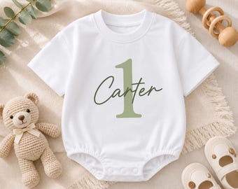 Custom 1St Birthday Boy Baby Romper, Baby Name Bodysuit, Custom Baby Clothes