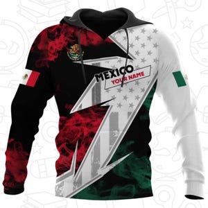 Custom Mexico Hoodie, Personalized Name Mexican Flag Pullover, Mexican Pride Sweatshirt